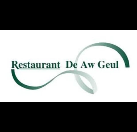 Restaurant De Aw Geul logo with green curved design elements
